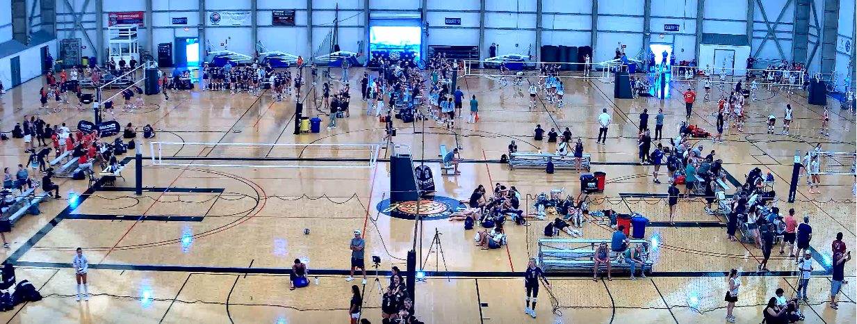 A volleyball tournament across multiple courts